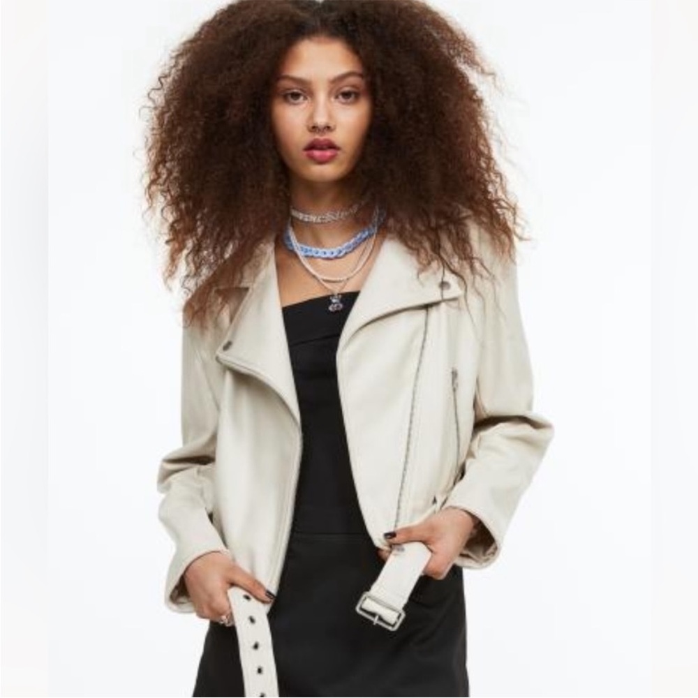 NWT H&M Faux Leather Biker Jacket L